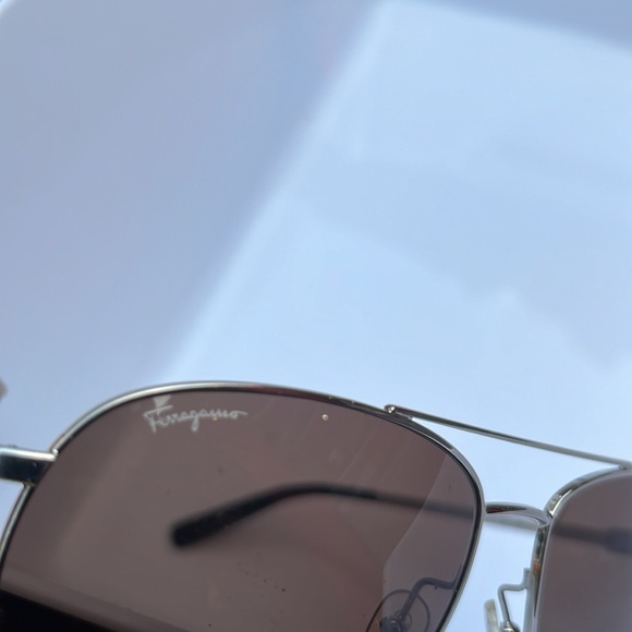Ferragamo Silver Aviator Gradient Sunglasses Retail $385 - Picture 9 of 11